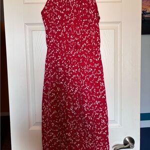 Red and White Patterned Women's Dress